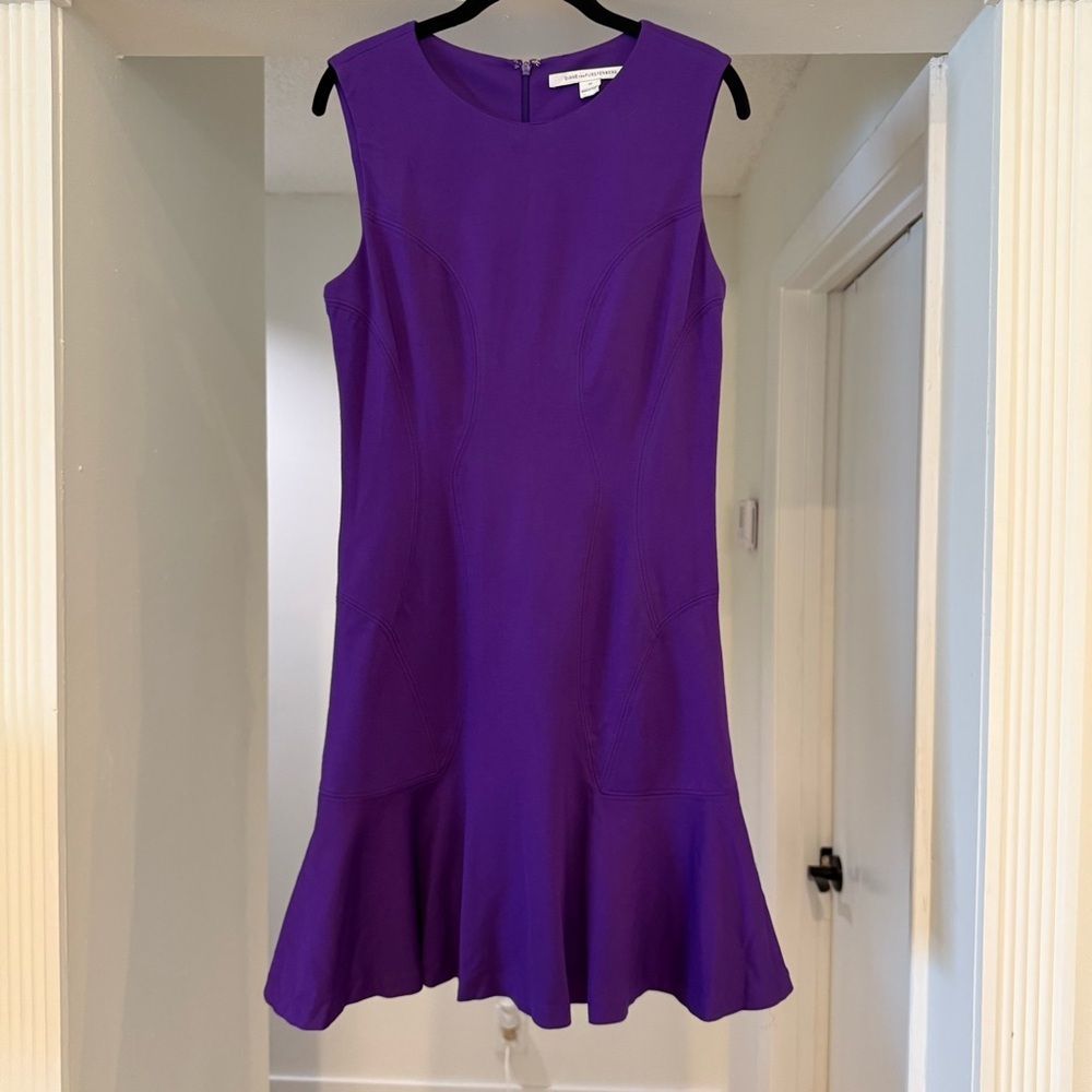 Diane Von Furstenberg Purple Jaelyn Mini Dress Sz 10 Minimalist Quiet Luxury - Picture 2 of 13